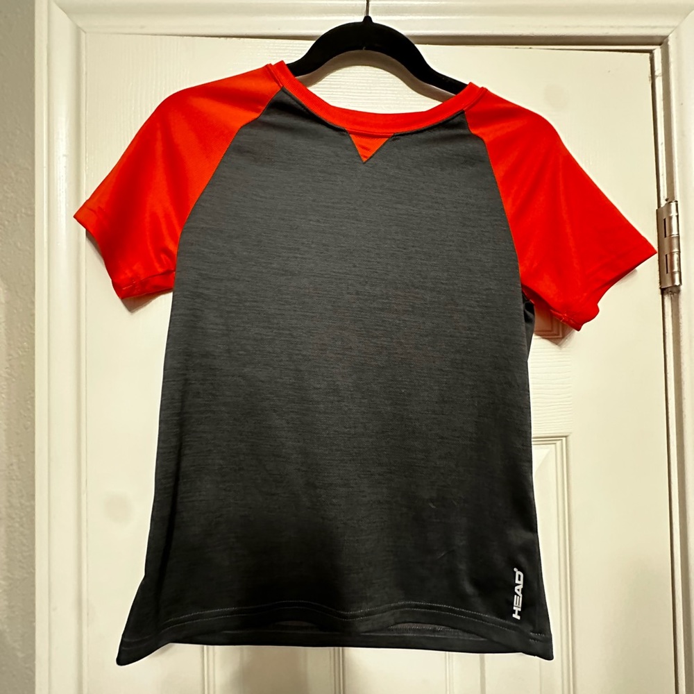 Head Boys Short Sleeve Top Gray Orange Sz Medium